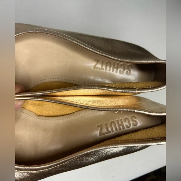 Shutz Arissa platina Metallic leather ballet flats made in Brazil NWOB. Size 5 - Picture 4 of 6